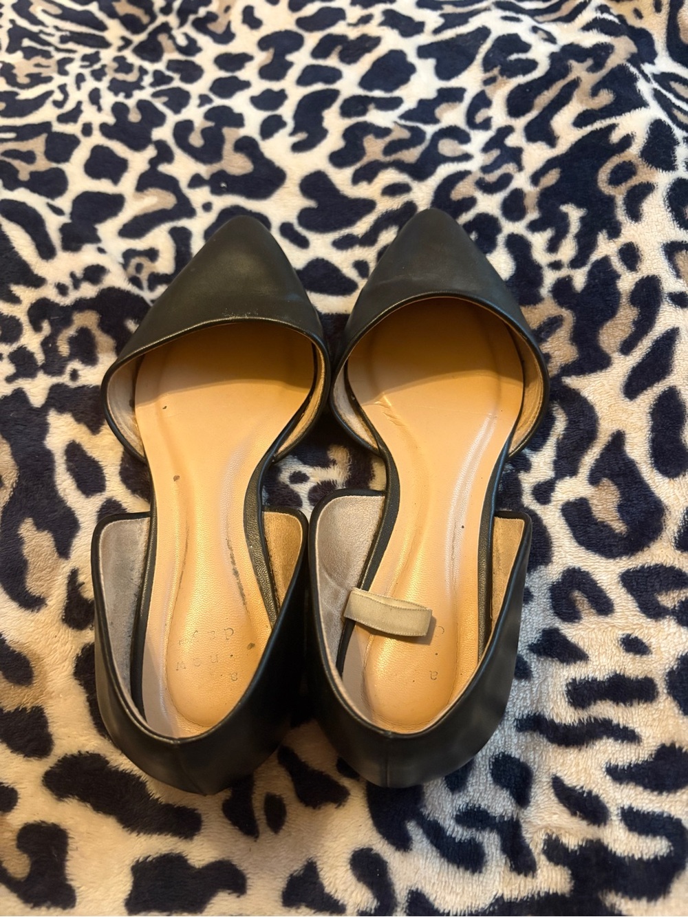 a new day Black Pointed D'Orsay Flats with Tan Insole